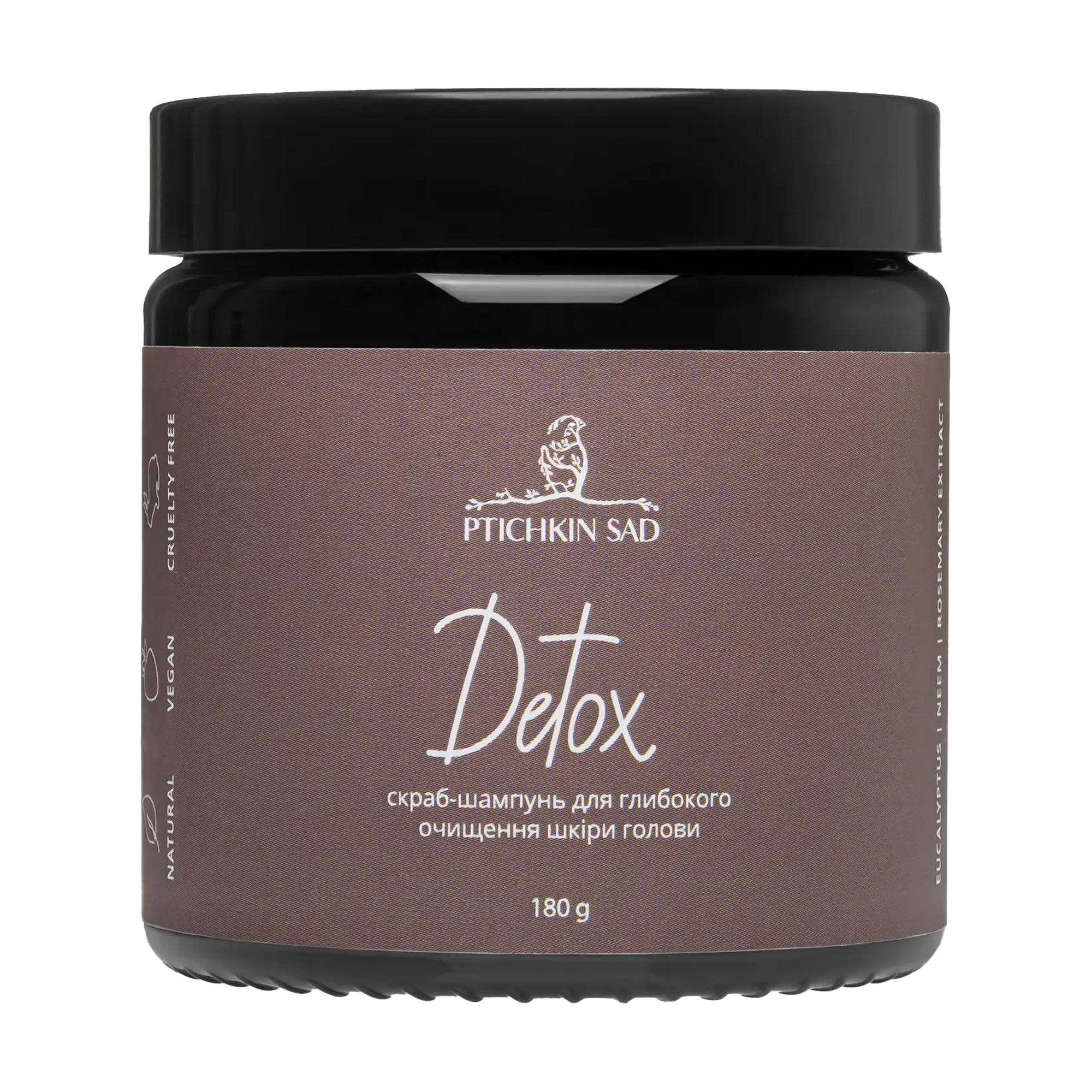 Скраб-шампунь для шкіри голови Ptashkin Sad Detox з евкаліптом, 180 г
